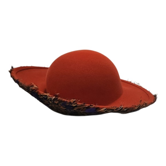 Mr John Classic Vintage Orange Wool Feather Brim Hat Excello 100% Wool‎ USA Made main image 6